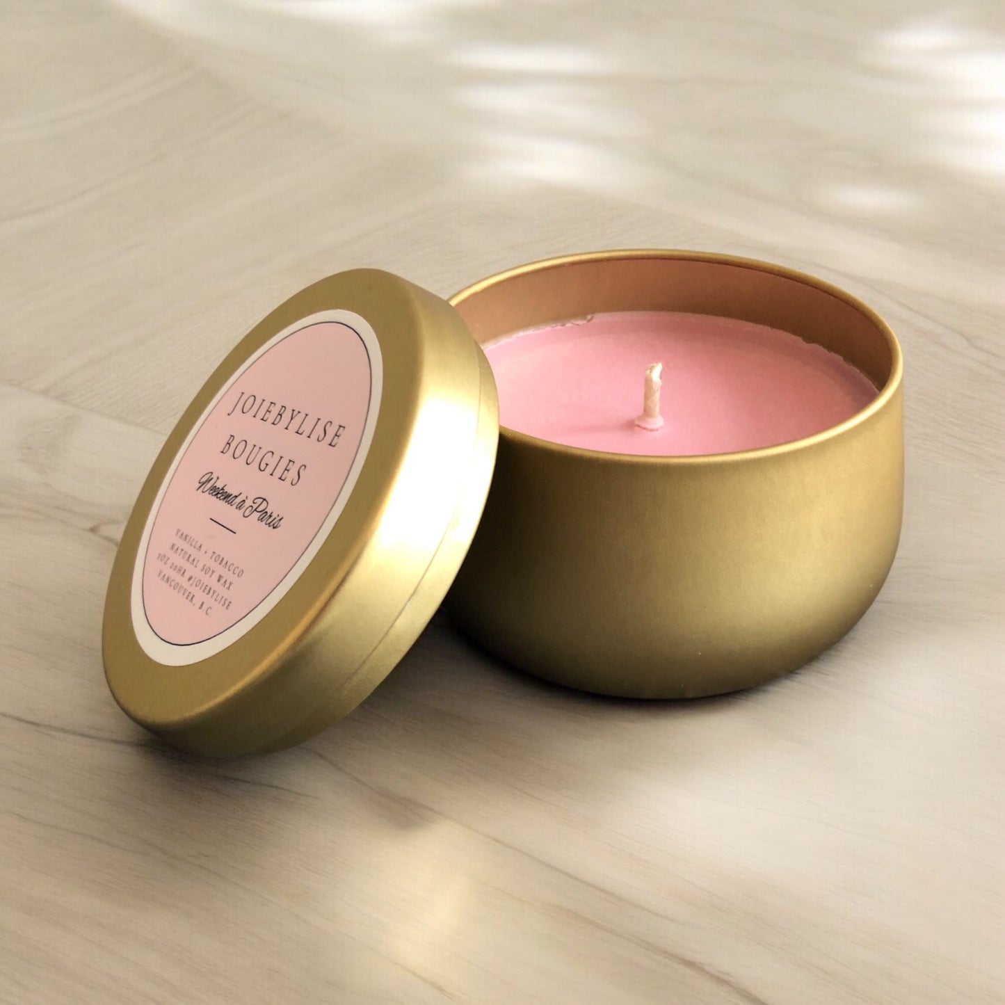 3 oz Soy Wax Bougie - Weekend à Paris, Tobacco-Oud-Vanilla