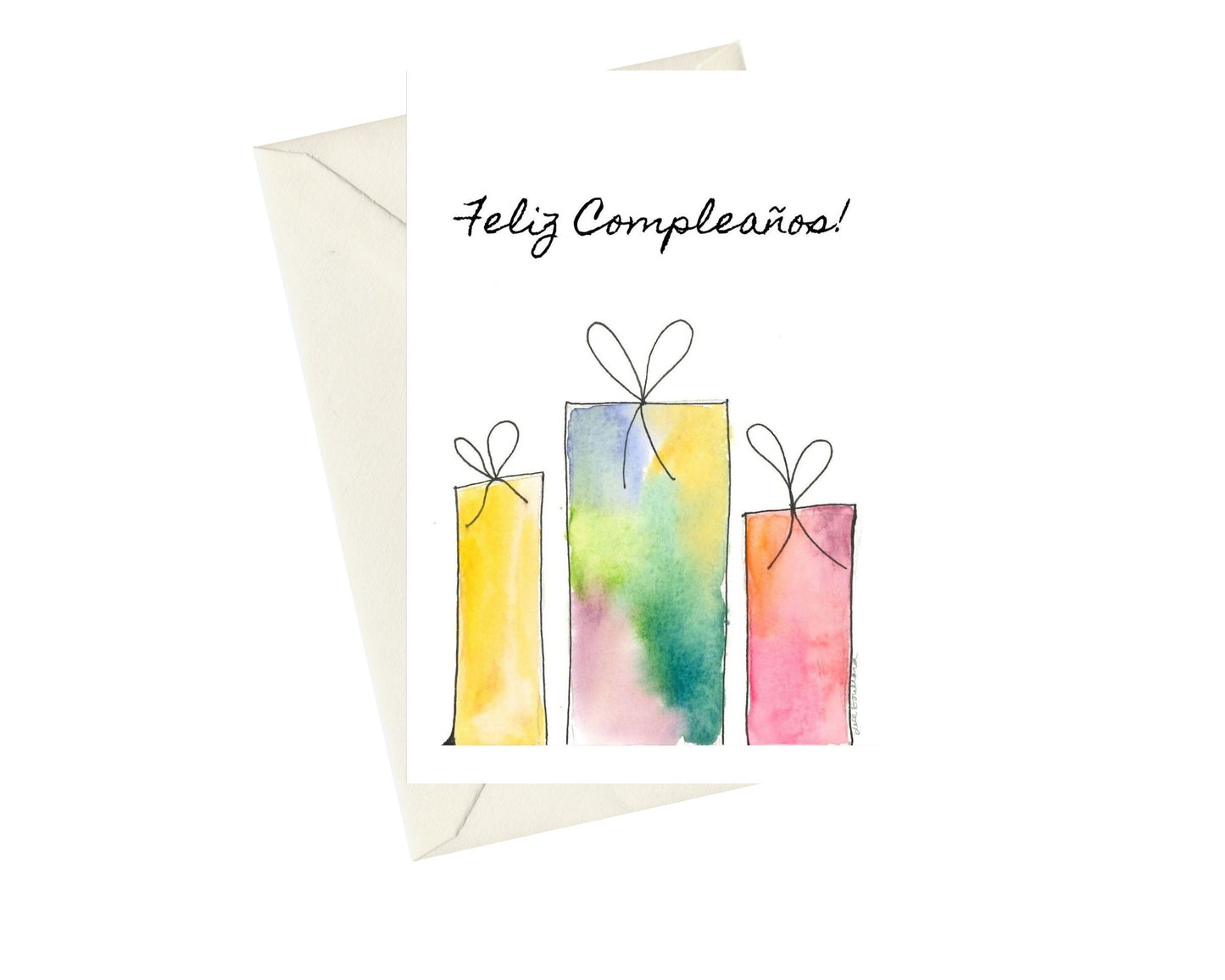 Watercolour Birthday Presents - Spanish Language - Pack of 5