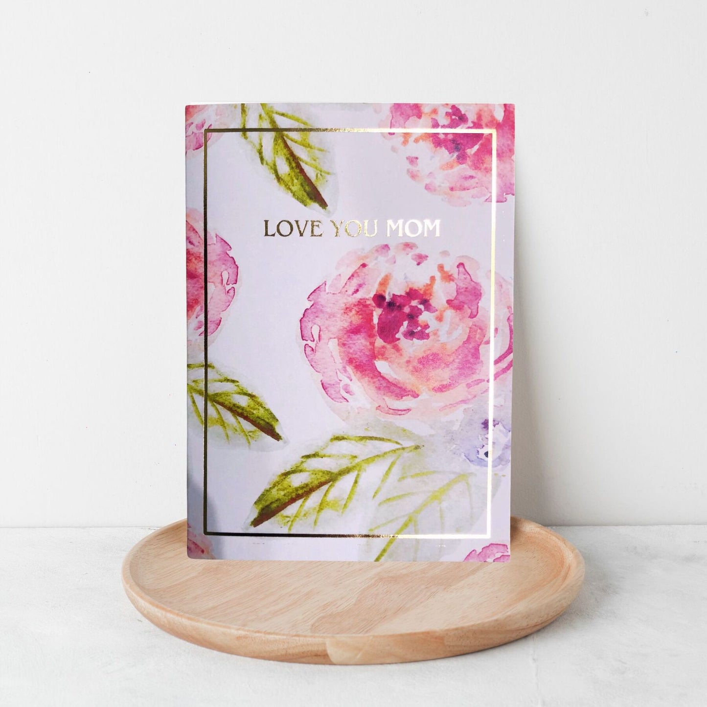 Love You Mom - Je t'aime maman handpainted watercolour greeting card