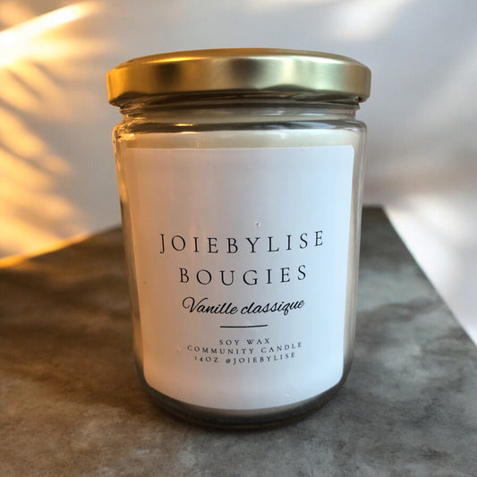 13 oz Soy Wax Bougie - Vanille Classique