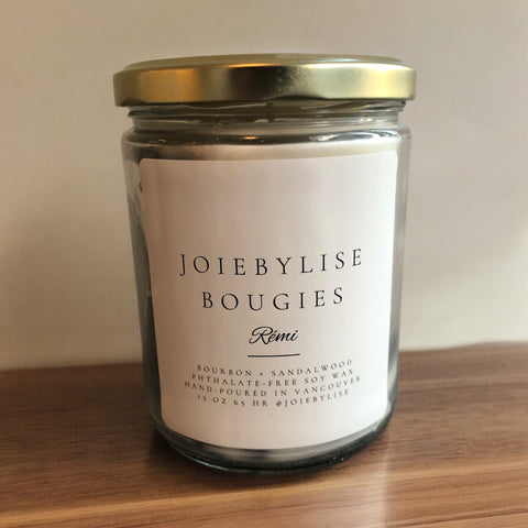 13 oz Remi Soy Wax Bougie - Bourbon + Sandalwood