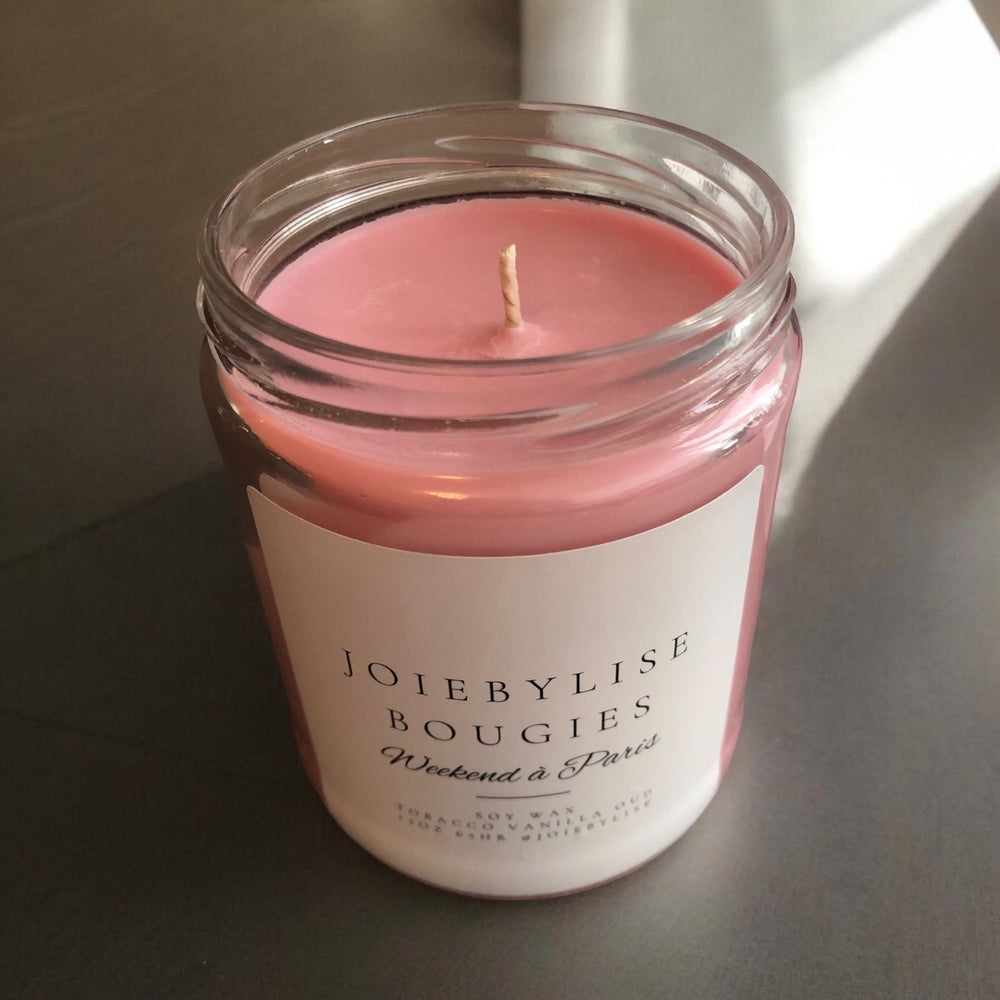 13 oz Soy Wax Bougie - Weekend à Paris, Tobacco-Oud-Vanilla