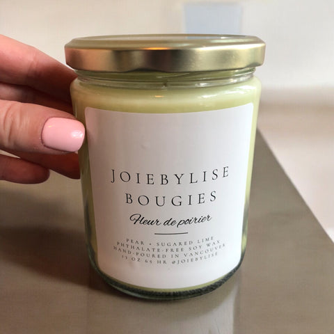 13 oz Fleur de Poirier Soy Wax Bougie - Pear + Lime